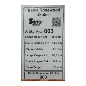 Tonewood Bahia Rosewood Ukulele Tonholz Guitar Builder Acoustic Back & Side 003