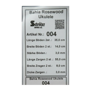 Tonewood Bahia Rosewood Ukulele Tonholz Guitar Builder Acoustic Back & Side 004