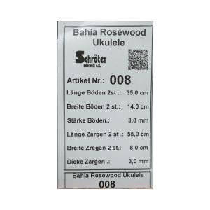 Tonewood Bahia Rosewood Ukulele Tonholz Guitar Builder Acoustic Back & Side 008
